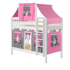 Maxtrix Twin Medium Bunk Bed With Straight Ladder, Top Tent + Curtain