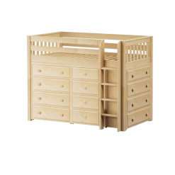 Maxtrix Twin Mid Loft Bed With Straight Ladder + Storage