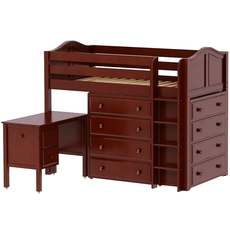 Maxtrix Twin Mid Loft Bed With Straight Ladder, Storage + Desk - Image 5