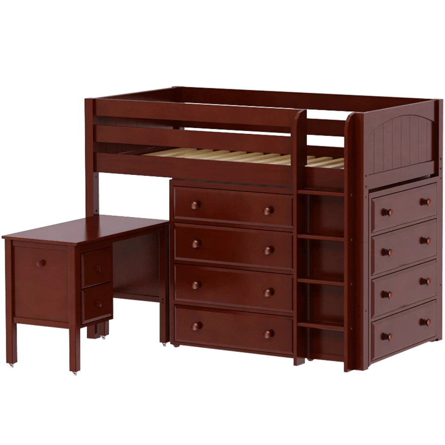 Maxtrix Twin Mid Loft Bed With Straight Ladder, Storage + Desk - Image 6