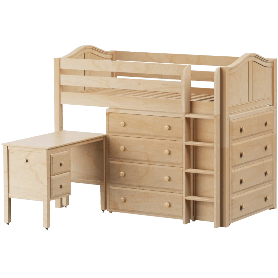 Maxtrix Twin Mid Loft Bed With Straight Ladder, Storage + Desk - Image 8