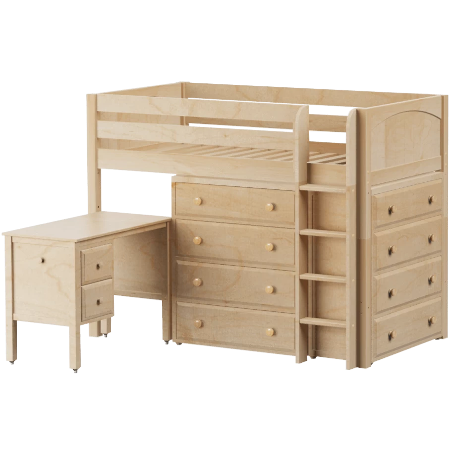 Maxtrix Twin Mid Loft Bed With Straight Ladder, Storage + Desk - Image 9