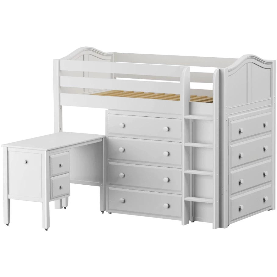 Maxtrix Twin Mid Loft Bed With Straight Ladder, Storage + Desk - Image 2