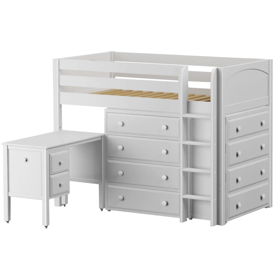 Maxtrix Twin Mid Loft Bed With Straight Ladder, Storage + Desk - Image 4