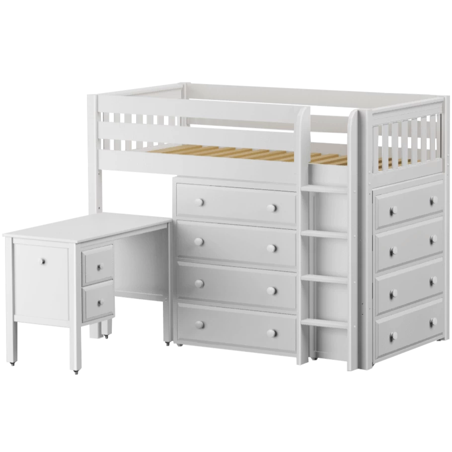 Maxtrix Twin Mid Loft Bed With Straight Ladder, Storage + Desk - Image 7