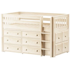 Maxtrix Twin Low Loft Bed With Straight Ladder + Storage