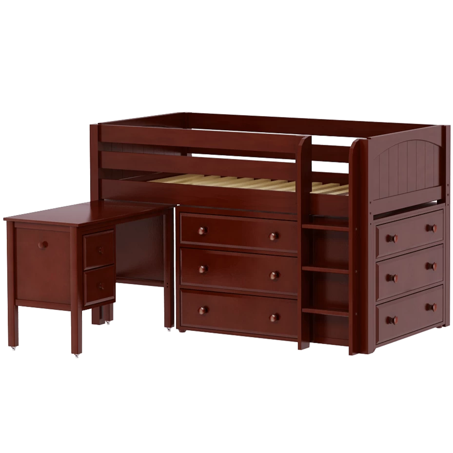 Maxtrix Twin Low Loft Bed With Straight Ladder, Storage + Desk - Image 2