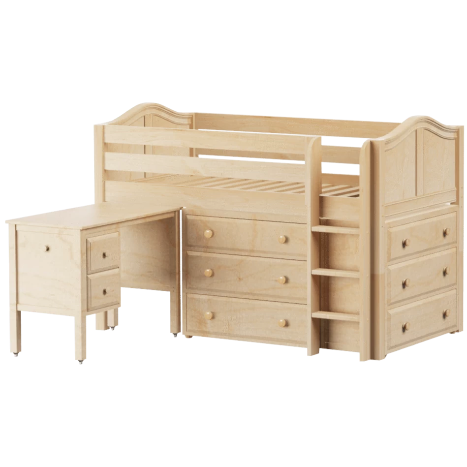 Maxtrix Twin Low Loft Bed With Straight Ladder, Storage + Desk - Image 12