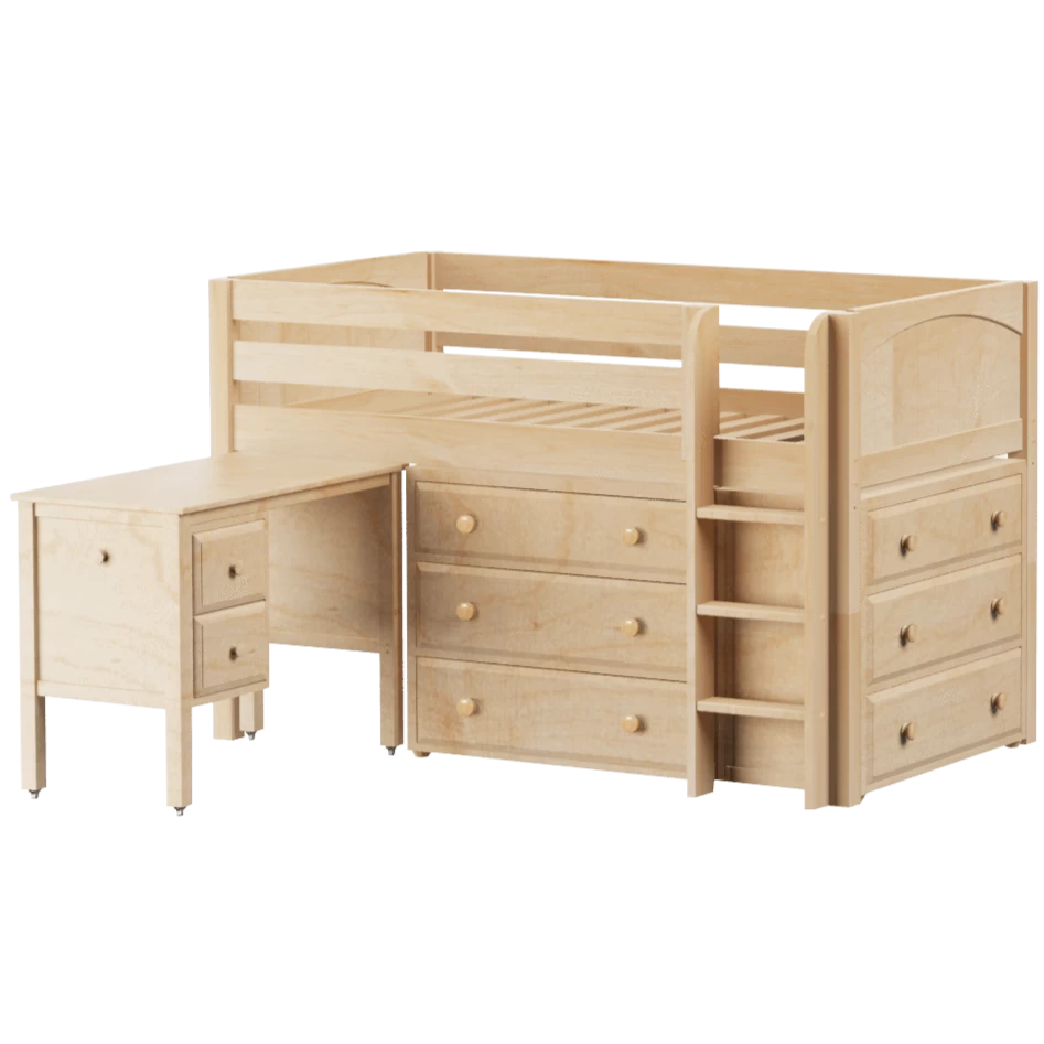 Maxtrix Twin Low Loft Bed With Straight Ladder, Storage + Desk - Image 19