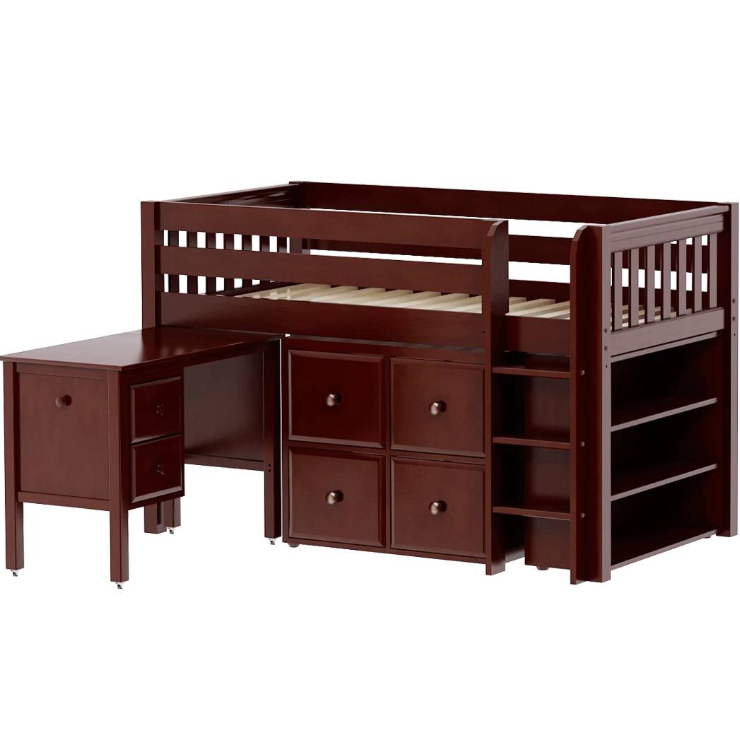 Maxtrix Twin Low Loft Bed With Straight Ladder, Storage + Desk - Image 4