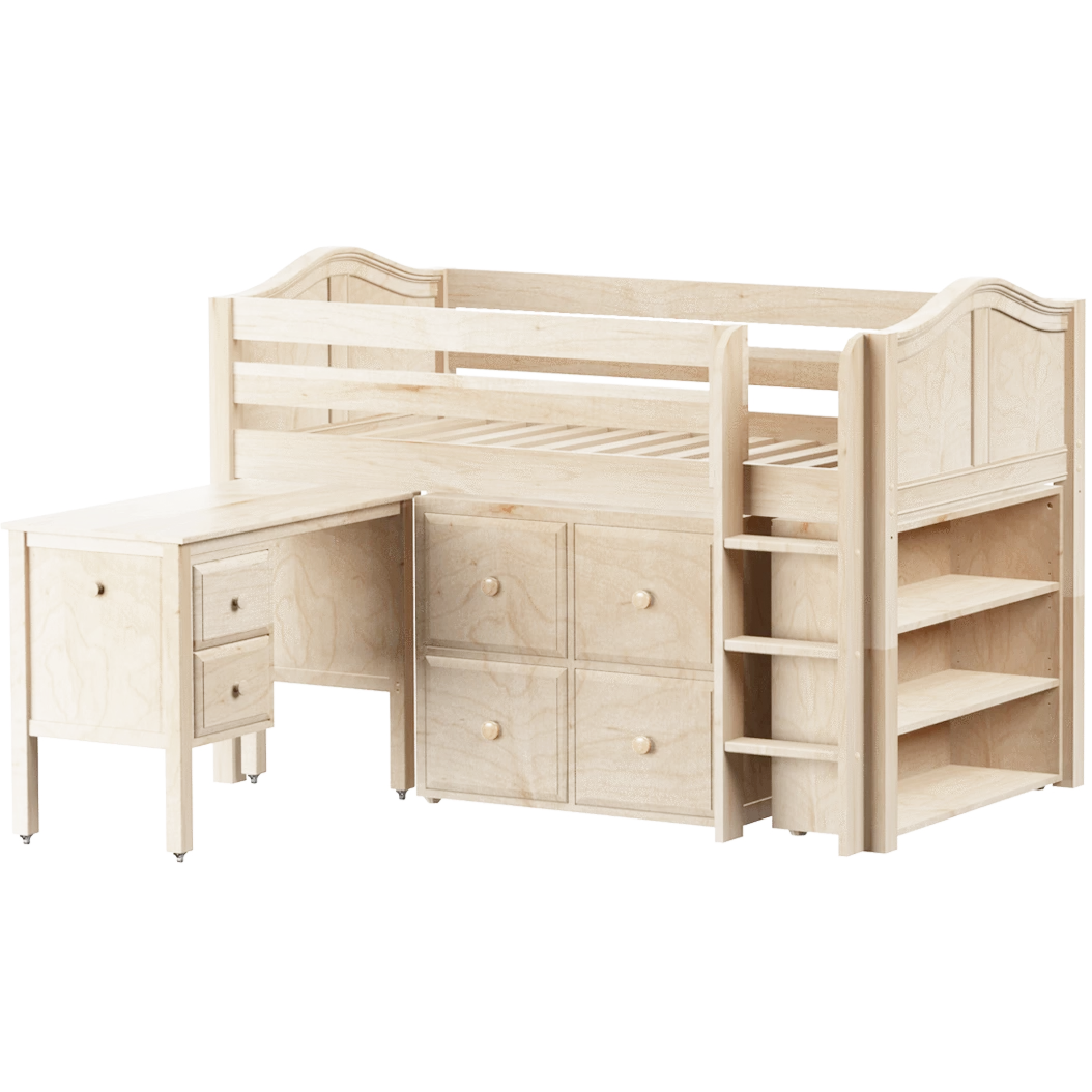 Maxtrix Twin Low Loft Bed With Straight Ladder, Storage + Desk - Image 3