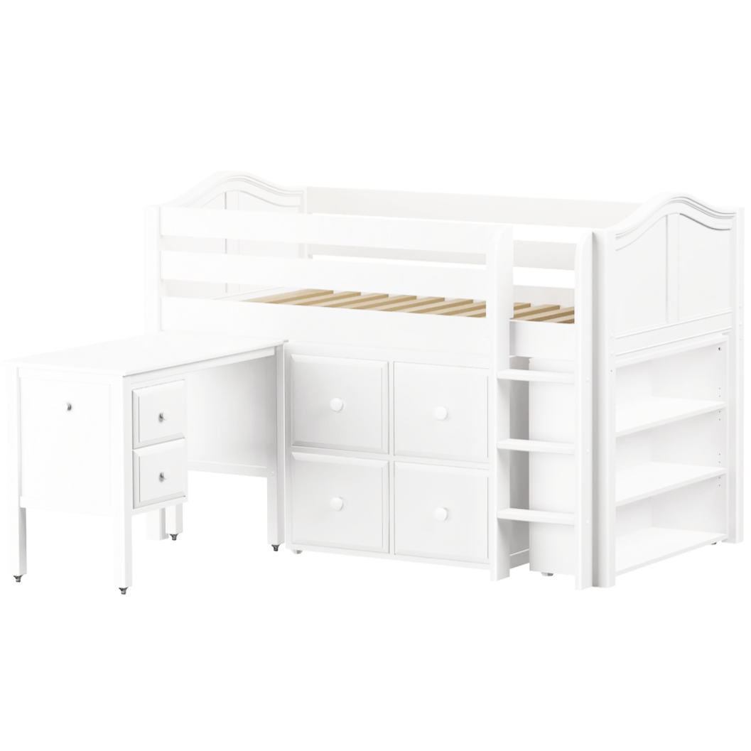 Maxtrix Twin Low Loft Bed With Straight Ladder, Storage + Desk - Image 9