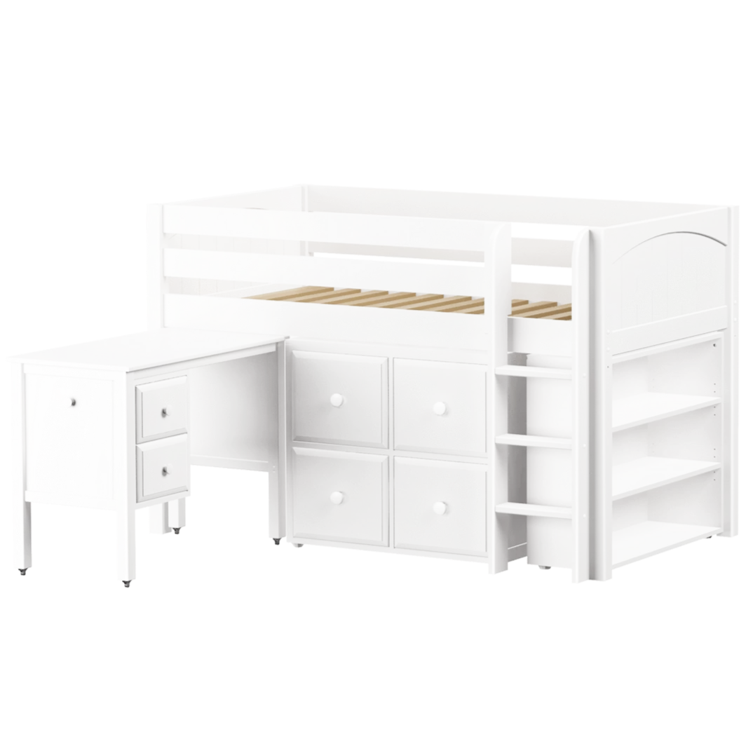 Maxtrix Twin Low Loft Bed With Straight Ladder, Storage + Desk - Image 15