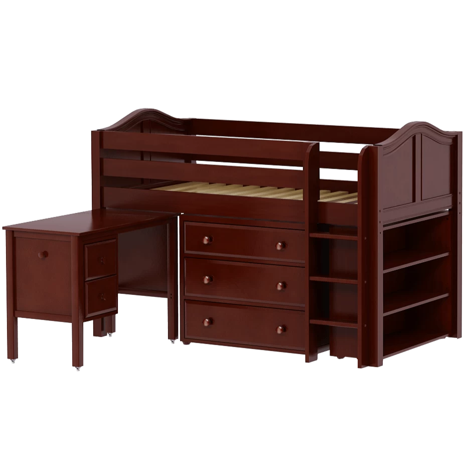 Maxtrix Twin Low Loft Bed With Straight Ladder, Storage + Desk - Image 18