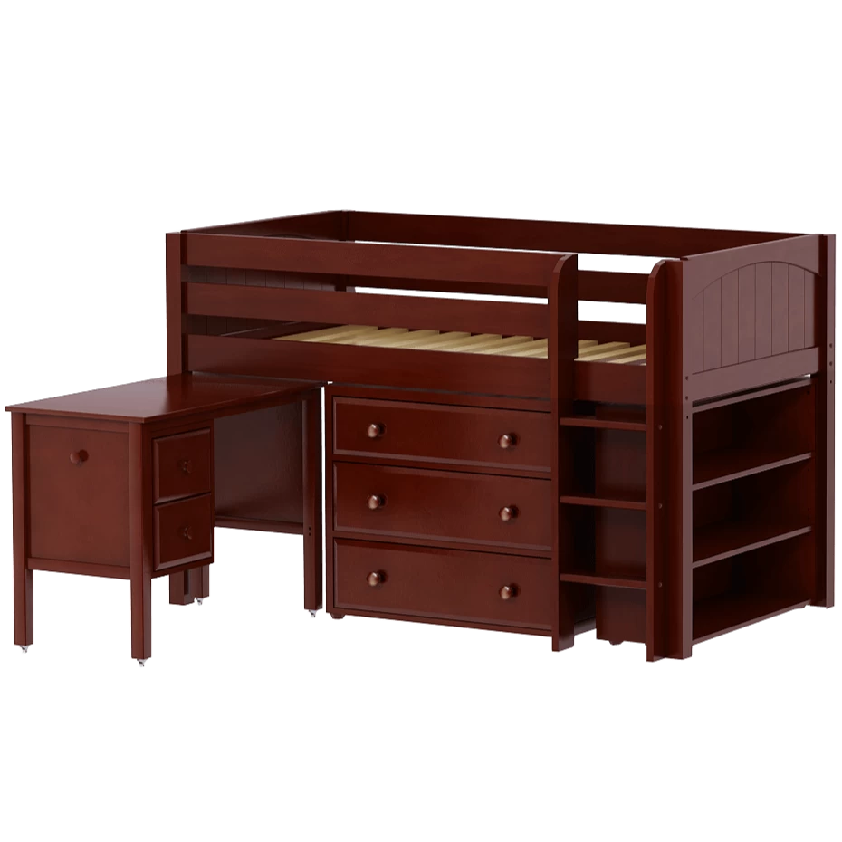 Maxtrix Twin Low Loft Bed With Straight Ladder, Storage + Desk - Image 6