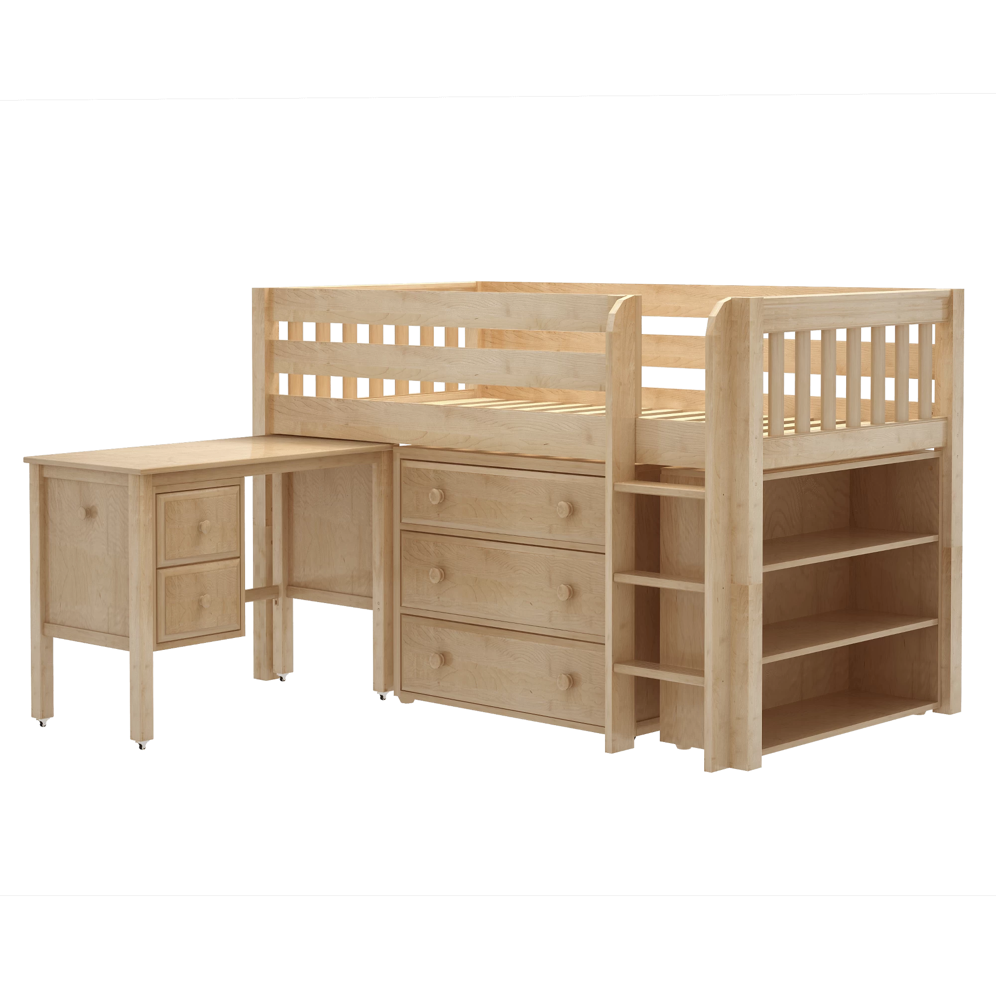 Maxtrix Twin Low Loft Bed With Straight Ladder, Storage + Desk - Image 11