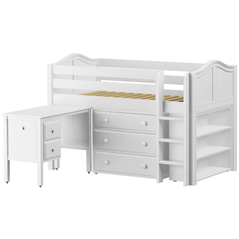 Maxtrix Twin Low Loft Bed With Straight Ladder, Storage + Desk - Image 20