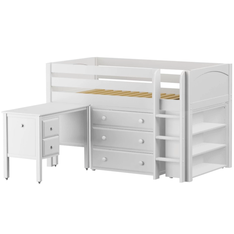 Maxtrix Twin Low Loft Bed With Straight Ladder, Storage + Desk - Image 8