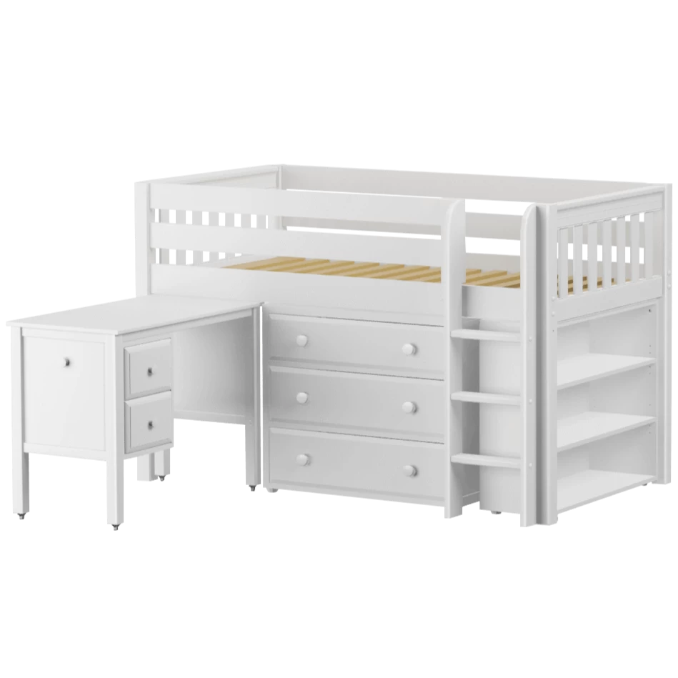 Maxtrix Twin Low Loft Bed With Straight Ladder, Storage + Desk - Image 17