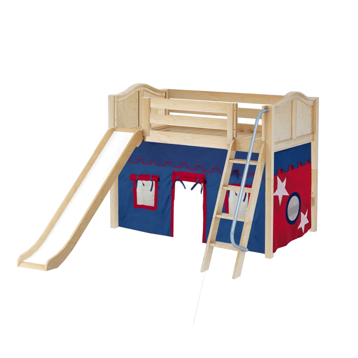Maxtrix Twin Mid Loft Bed With Angled Ladder, Curtain + Slide - Image 8