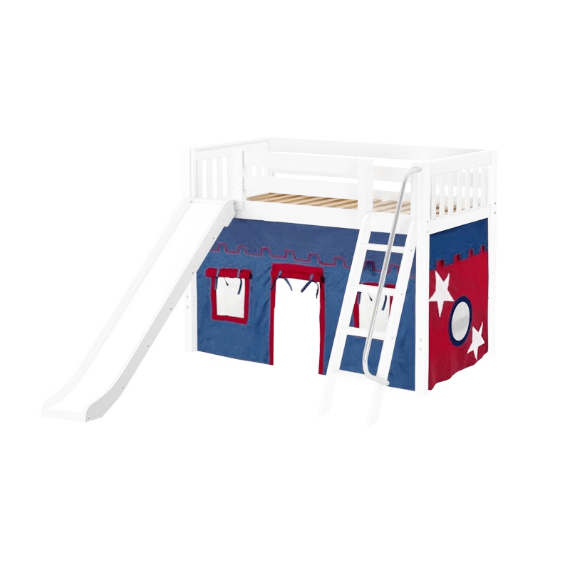 Maxtrix Twin Mid Loft Bed With Angled Ladder, Curtain + Slide - Image 7