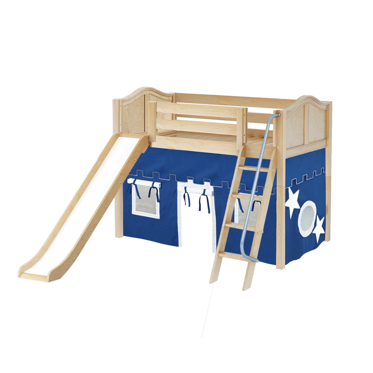 Maxtrix Twin Mid Loft Bed With Angled Ladder, Curtain + Slide - Image 17