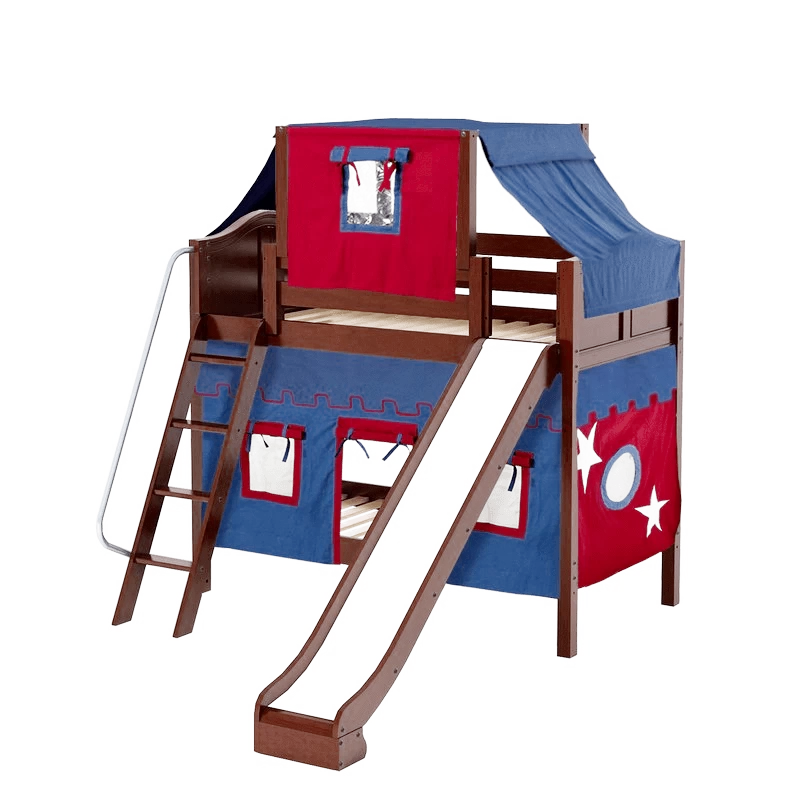 Maxtrix Twin Medium Bunk Bed With Angled Ladder, Curtain, Top Tent + Slide - Image 16