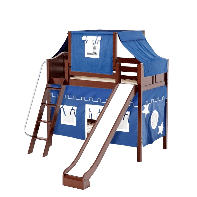 Maxtrix Twin Medium Bunk Bed With Angled Ladder, Curtain, Top Tent + Slide - Image 9