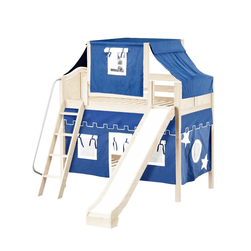 Maxtrix Twin Medium Bunk Bed With Angled Ladder, Curtain, Top Tent + Slide - Image 7