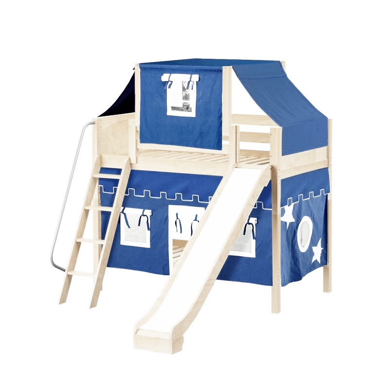 Maxtrix Twin Medium Bunk Bed With Angled Ladder, Curtain, Top Tent + Slide - Image 14