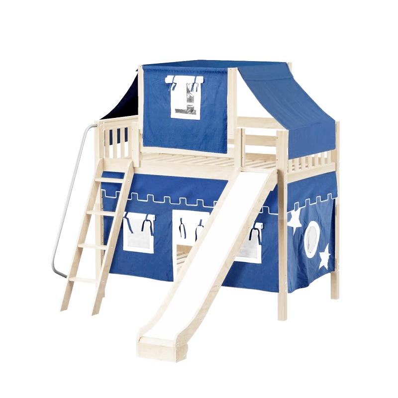 Maxtrix Twin Medium Bunk Bed With Angled Ladder, Curtain, Top Tent + Slide - Image 15
