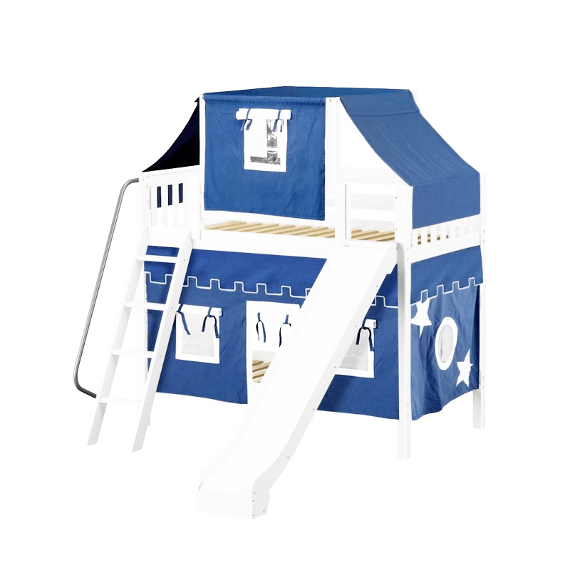 Maxtrix Twin Medium Bunk Bed With Angled Ladder, Curtain, Top Tent + Slide - Image 6