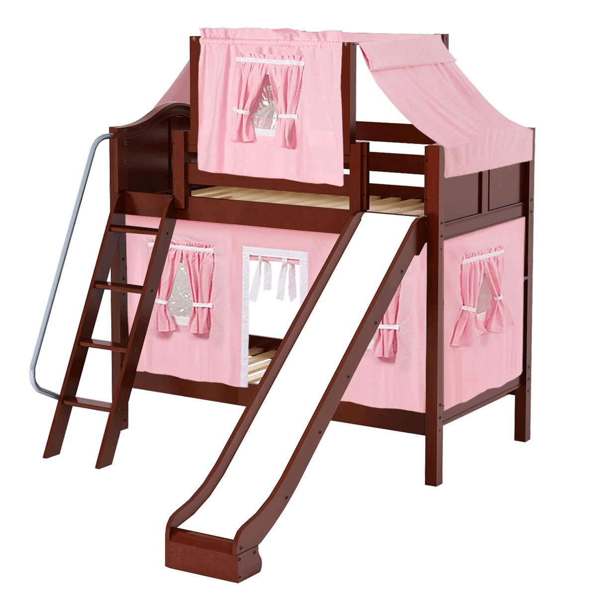 Maxtrix Twin Medium Bunk Bed With Angled Ladder, Curtain, Top Tent + Slide - Image 12