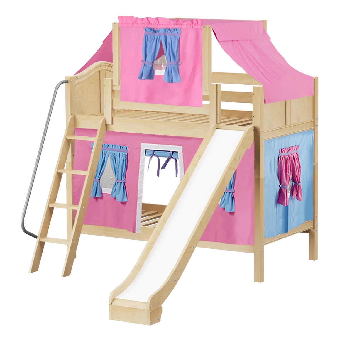 Maxtrix Twin Medium Bunk Bed With Angled Ladder, Curtain, Top Tent + Slide - Image 20
