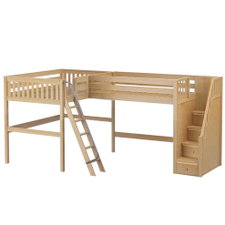 Maxtrix Twin Full High Corner Loft Bed With Ladder + Stairs - R