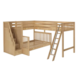 Maxtrix Corner Loft Bunk Bed - Twin XL Over Queen + Twin XL