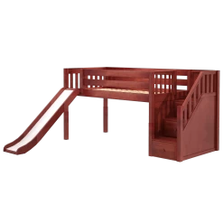 Maxtrix Twin Low Loft Bed With Stairs + Slide