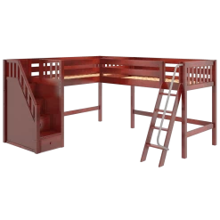 Maxtrix Twin Medium Corner Loft Bed With Ladder + Stairs - L