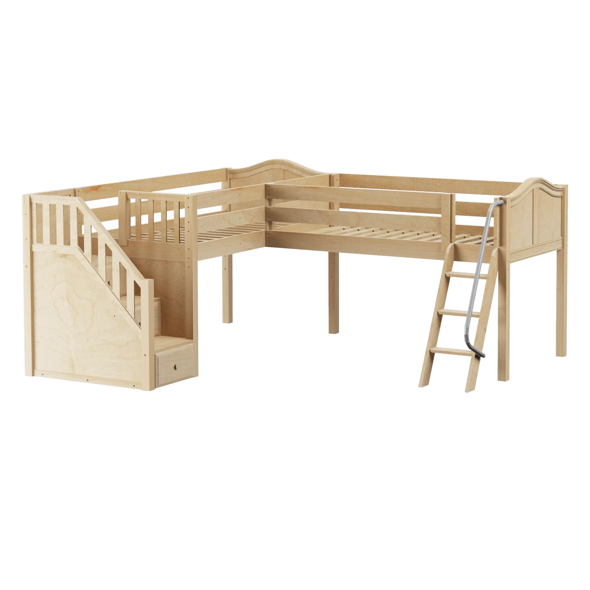 Maxtrix Twin Full Medium Corner Loft Bed With Ladder + Stairs - L - Image 6
