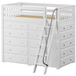Maxtrix Twin High Loft Bed With Angled Ladder + Storage
