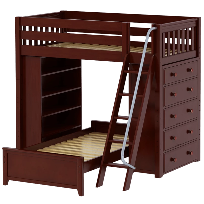 Maxtrix Twin High Loft Bed With Angled Ladder, Storage + Bed - Image 4