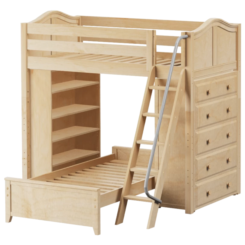 Maxtrix Twin High Loft Bed With Angled Ladder, Storage + Bed - Image 6