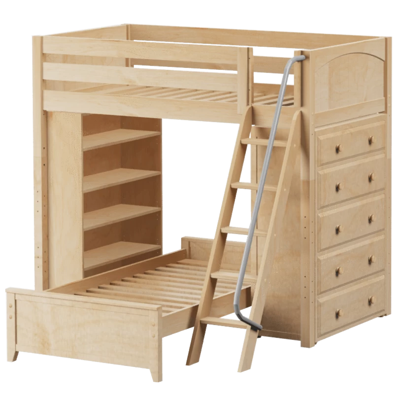 Maxtrix Twin High Loft Bed With Angled Ladder, Storage + Bed - Image 5