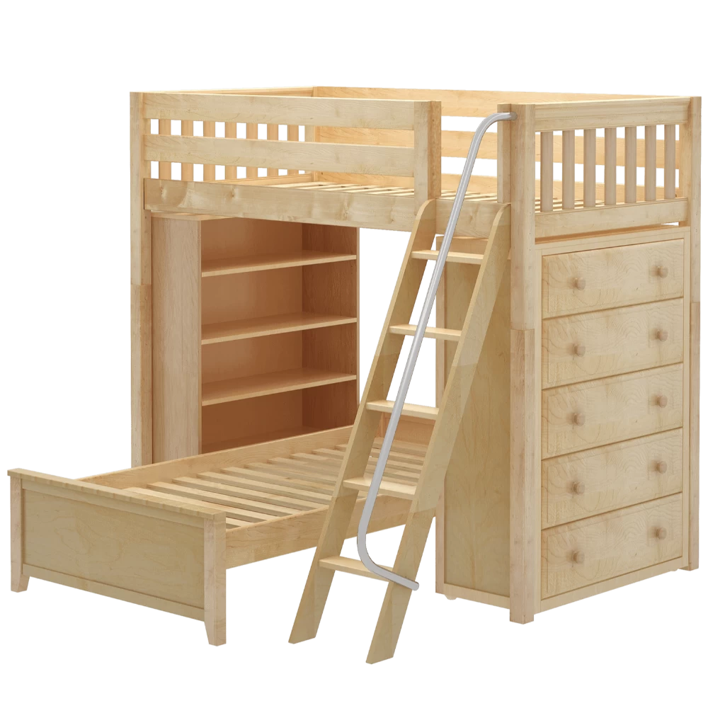 Maxtrix Twin High Loft Bed With Angled Ladder, Storage + Bed
