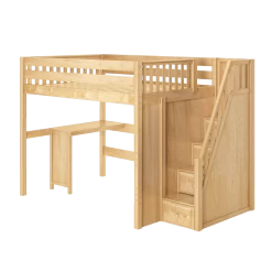 Maxtrix Full XL High Loft Bed With Stairs + Corner Desk