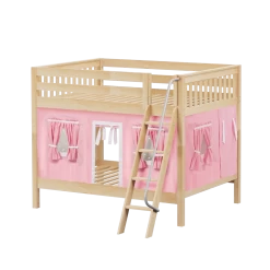 Maxtrix Full Medium Bunk Bed With Angled Ladder + Curtain