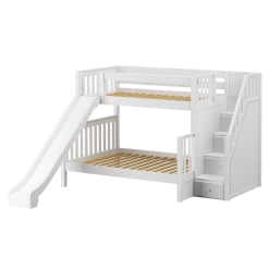 Maxtrix Medium Twin XL Over Full XL Bunk Bed With Stairs + Slide