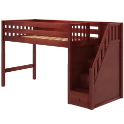 Maxtrix Twin XL Mid Loft Bed With Stairs