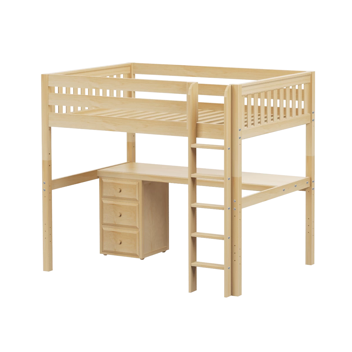 Maxtrix Full High Loft Bed With Straight Ladder + Desk - Image 4