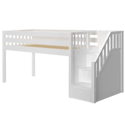 Maxtrix Twin XL Low Loft Bed With Stairs